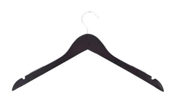 16"TOP-Black-Wooden-Hanger-Anti-Slips-[100/B]-(Wood-Top-16-BLK)
