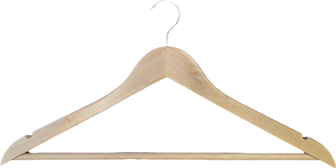 [EMP] - Cintre en bois avec barre à pantalon, encoches -(100/B) [LH002]